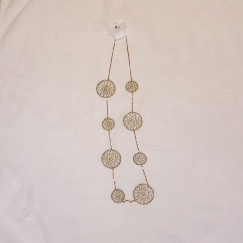 NWT Charming Charlie Crochet Brown Medallion Necklace